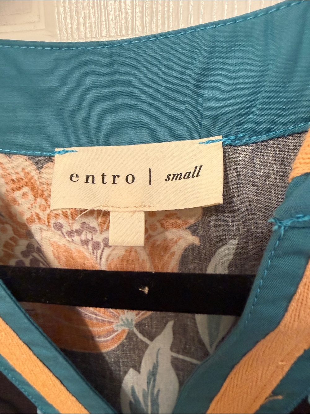 Entro - Floral V-Neck Midi Dress in Black with Teal & Rust Accents - Picture 3 of 4